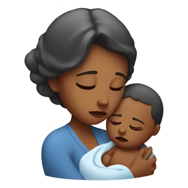 sad mother with newborn sticker