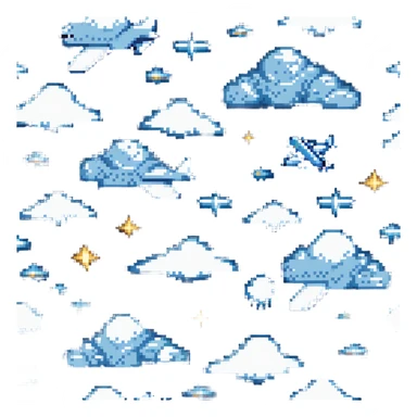 a plane flying above clouds and below stars sticker