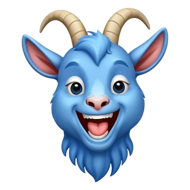 Blue goat laughing hysterically  sticker