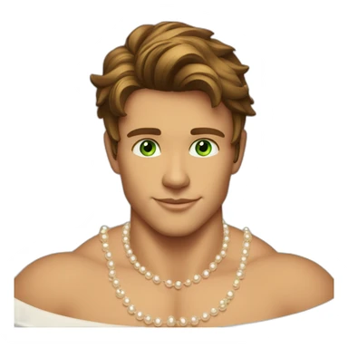 Posh-muscle-boy-brown-hair-green-eyes-pearl-necklace-in-golden-bathtub sticker