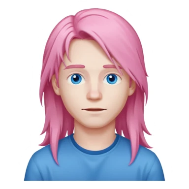 young guy with pink long hair sticker