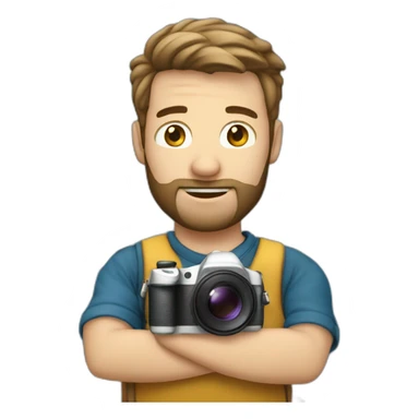 A white guy that is a profesional photographer of sailboats do it with the camera in front of his face ready to make a shot sticker