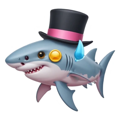 shark with a top hat and one pink hair  sticker