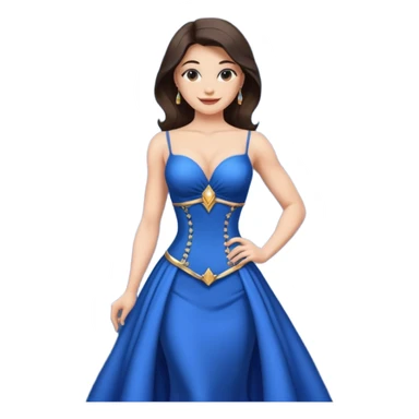 strong lean woman with visible strong abs and houglass figure in a beautiful blue evening gown sticker