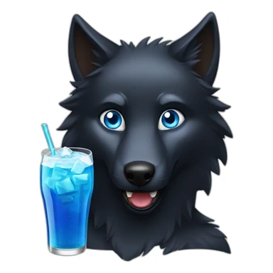 black wolf with blue eyes drinks a cola sticker