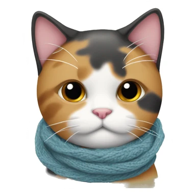 Fat Calico cat wearing a knit scarf sticker