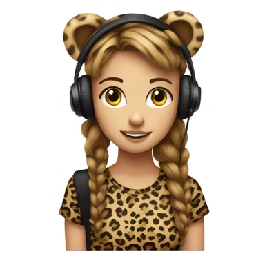 face earphones leopard shirt girl sticker