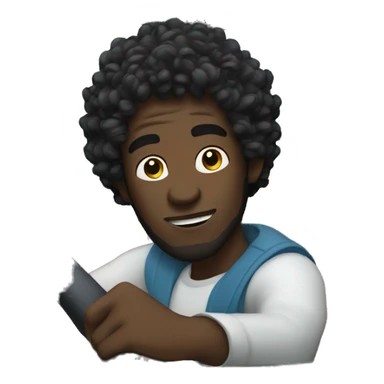 Black skin male with Black curly hair driving a car sticker