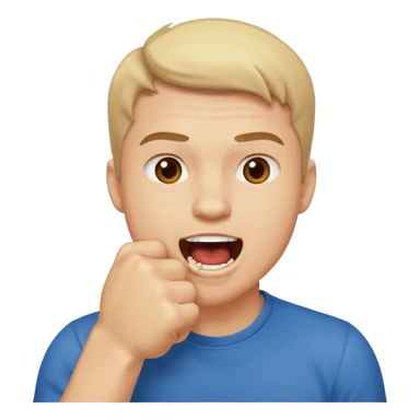 Guy biting his fist in his mouth. Like something is really good  sticker
