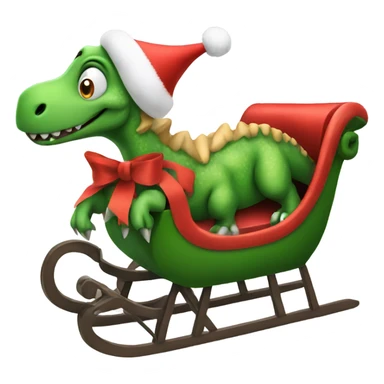 Christmas dinosaur on a sleigh sticker