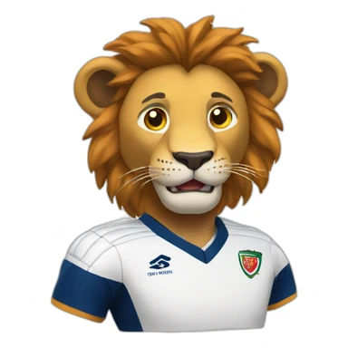 a lion in a rugby uniform smiling sticker