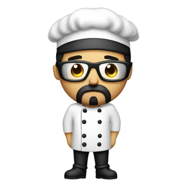 very sad men with black sunglasses, black short hair, small  beard, dressed as chef, with no money in hand sad sticker