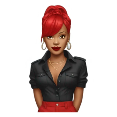 Rihanna en tenue rouge sticker