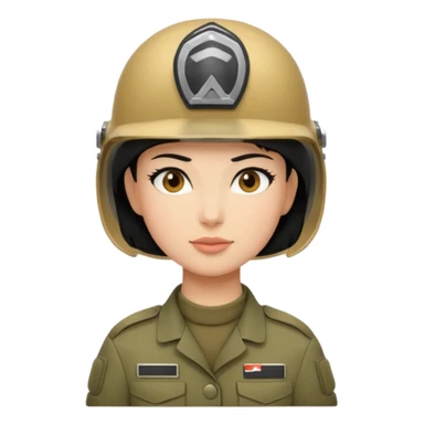 female soldier black hair style sticker