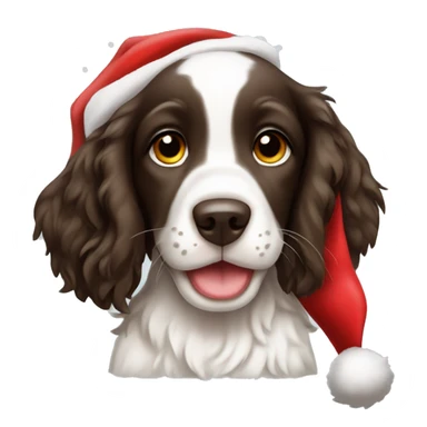 Springer spaniel puppy with a Santa hat  sticker
