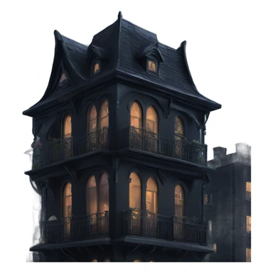 Gothic themed penthouse view on stormy night sticker