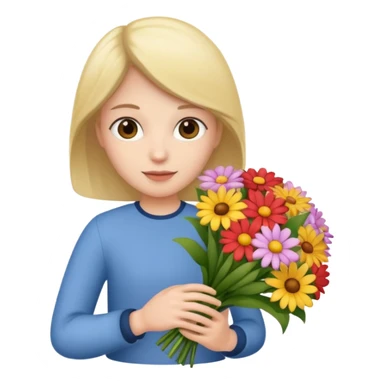 flower-holding person bouqet sticker