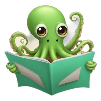octopus reading a newsletter sticker