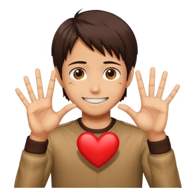 Eren Yeager making a heart sign sticker