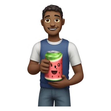 Guy with grape soda and watermelon  sticker