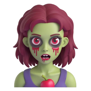 girl zombie with dark cherry hair sticker