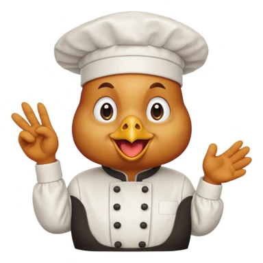 Una gallina con ropa de chef hacienso un gesto de decepcion sticker
