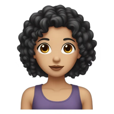 girl with long black curly hair and eyelashes  sticker
