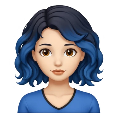 Black/blue hair brown eyes long wavy hair white skin woman sticker