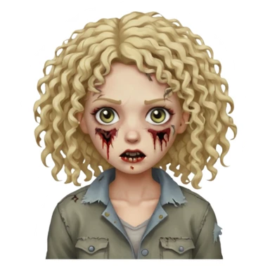 Um zumbi feminino com cabelo cacheado loiros sticker