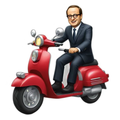 François hollande sur un scooter sticker