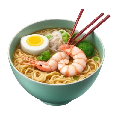 shrimp ramen bowl with pork and fishcake chopsticks  sticker