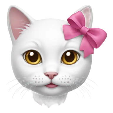 White cat with a pink bow sticker