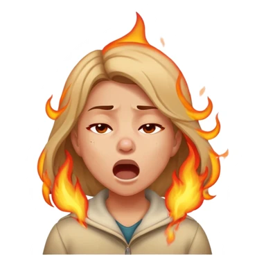 A girl sneezing but fire coming out of her nose sticker