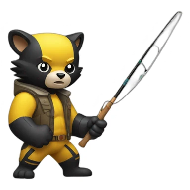 Wolverine with a fishing rod sticker