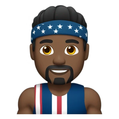 Terry crews muscular with long straight black hair and flag headband sticker