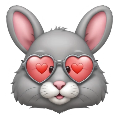 Gray bunny wearing heart-shaped glasses, half body sticker