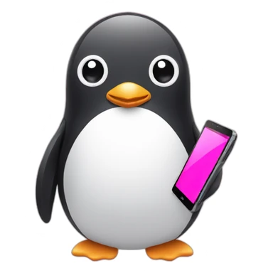 Penguin with pink smartphone sticker
