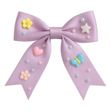 kpop bow with tiny charms and beads, cute and trendy, remove background sticker