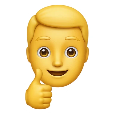 Make a ￼ straight face emoji holding thumbs up￼ sticker