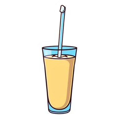 Glass of milk with Nesquik chocolate powder being mixed in sticker