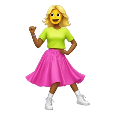cad dancing on a dance floor wearing a 90s neon skirt and shirt sticker