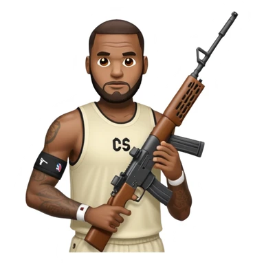 LeBron holding an assault rifle  sticker