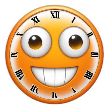 orange clock with eyes and mouth smiling sticker