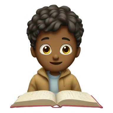 A boy is reading math books sticker
