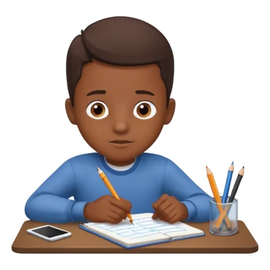 boy drawing pic grandpa on notebook sticker