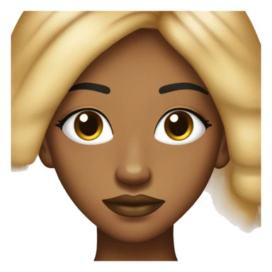 y2k baddie emote with no background. caramel complexion black girl with light brown eyes, face moles, lined, glossy lip, 2000s type of make up for black women, eyelashes, hair pulled up like B.A.P.S. and the same B.A.P.S. gold earrings sticker