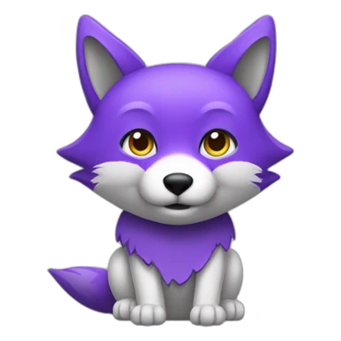 a purple fox with a t shirt sticker