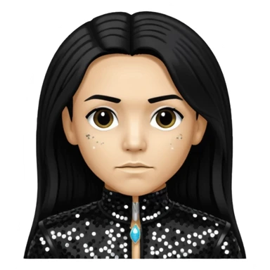 Taboo from Black Eyed Peas with long black hair, black sequin outfit  sticker