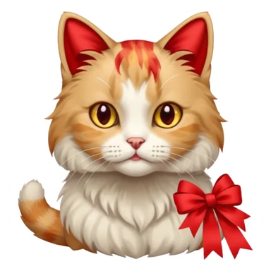 Dilute calico cat with ribbon sticker