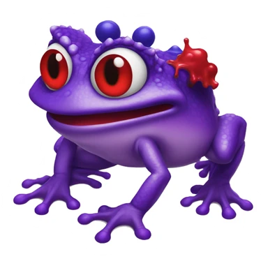 Purple horned frog spraying red paint of its eyes sticker